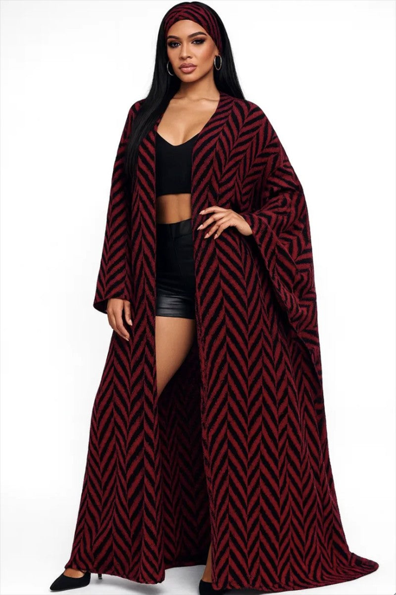 ASYMMETRICAL BURGUNDY FRONT CARDIGAN
