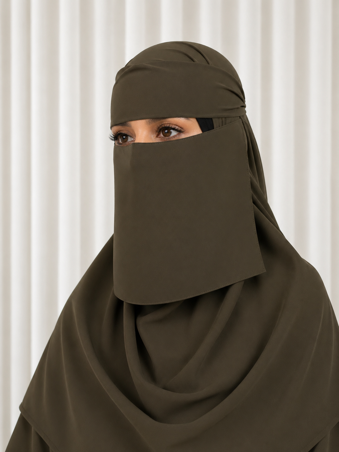 Sabr Niqab Set – 6” Structured Niqab & Khimar | Modest Full Coverage Veil | Burgundy