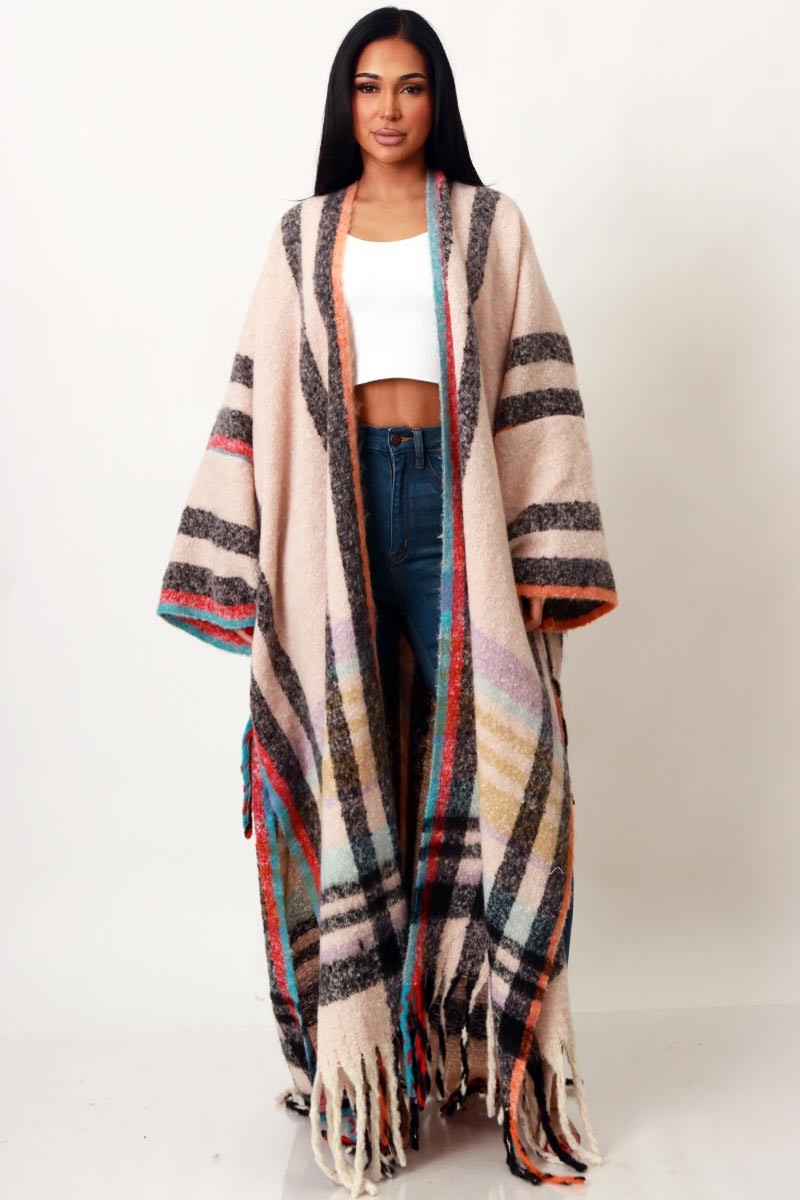 Brand B Curated Modest Fringe Cardigan | Luxury Modest Layering Abaya Cardigan