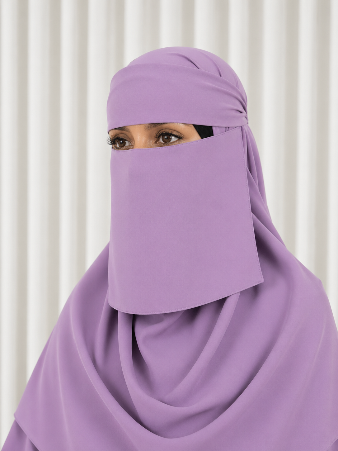 Sabr Niqab Set – 6” Structured Niqab & Khimar | Modest Full Coverage Veil | Burgundy