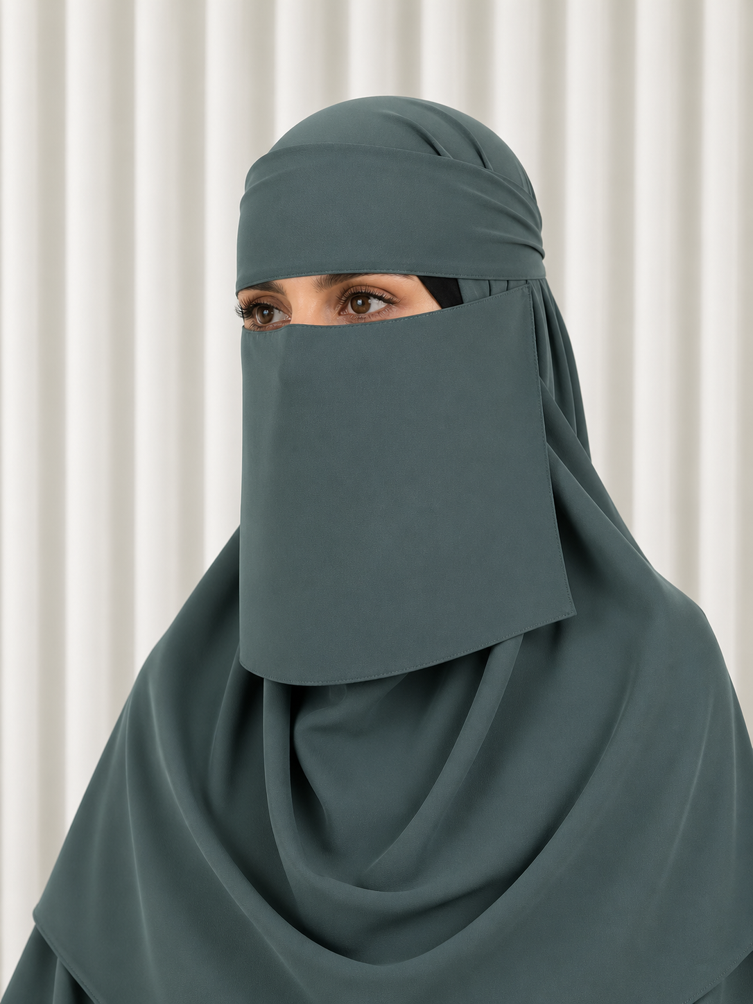 Sabr Niqab Set – 6” Structured Niqab & Khimar | Modest Full Coverage Veil | Burgundy