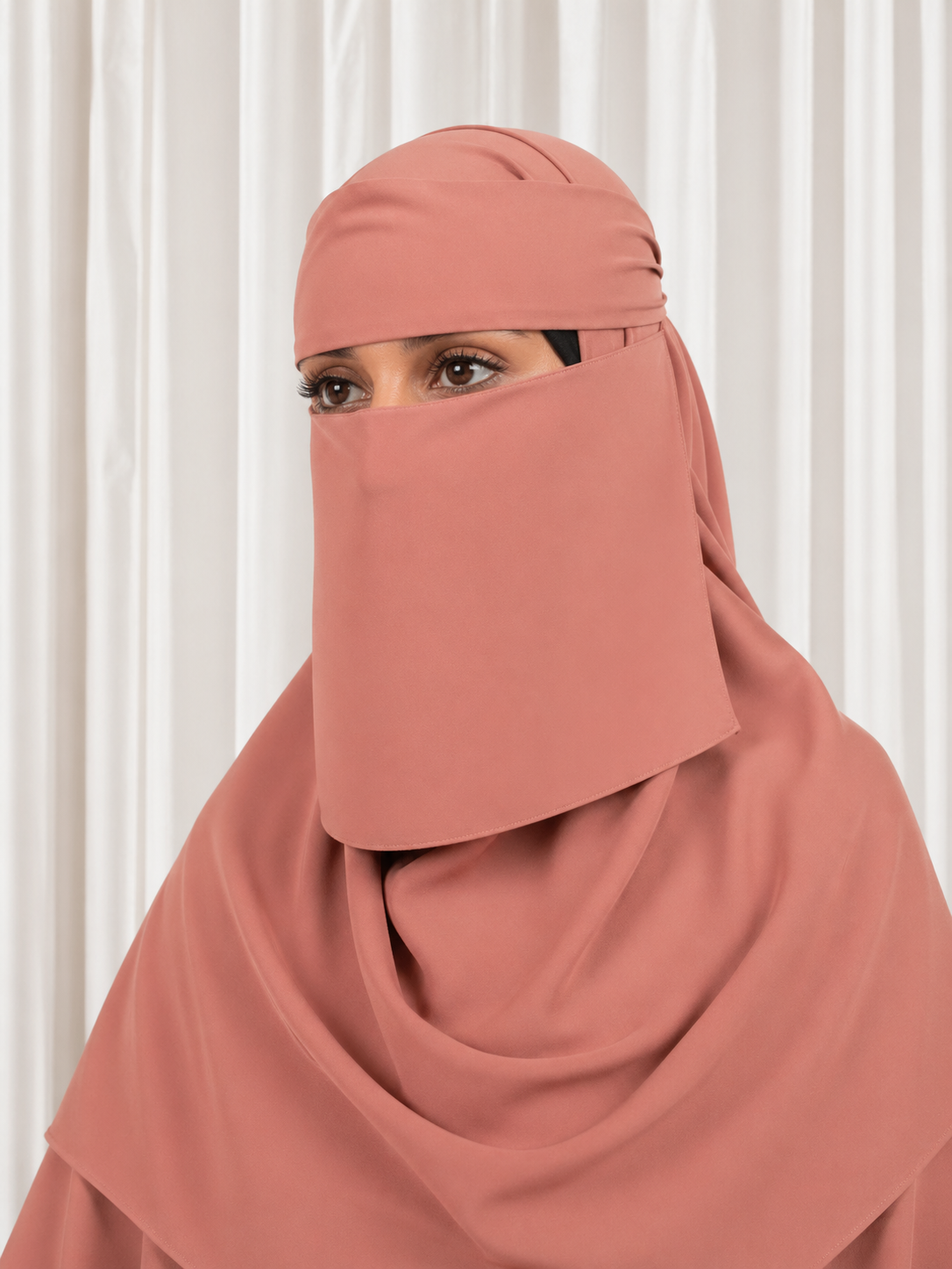 Sabr Niqab Set – 6” Structured Niqab & Khimar | Modest Full Coverage Veil | Burgundy