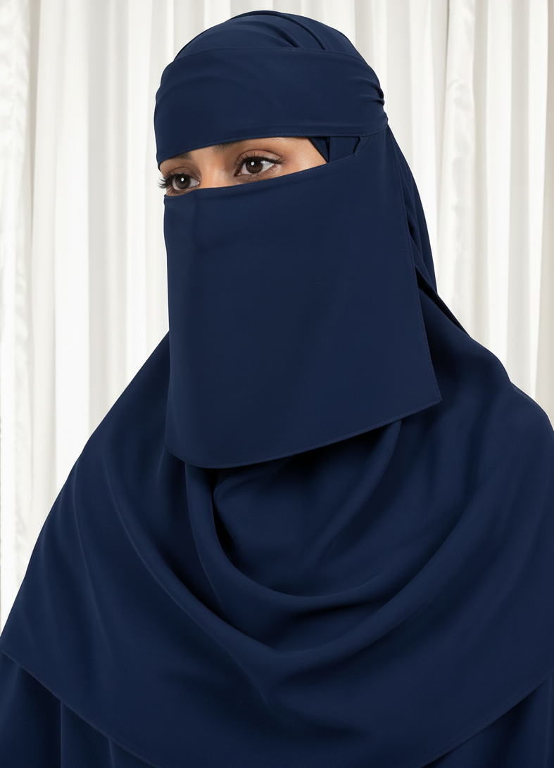 Sabr Niqab Set – 6” Structured Niqab & Khimar | Modest Full Coverage Veil | Burgundy