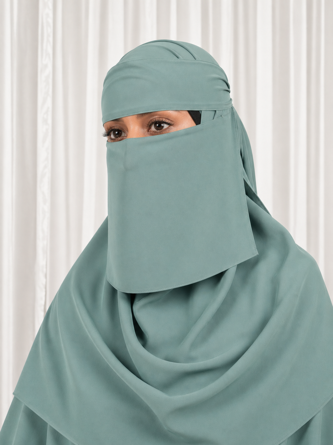 Sabr Niqab Set – 6” Structured Niqab & Khimar | Modest Full Coverage Veil | Burgundy