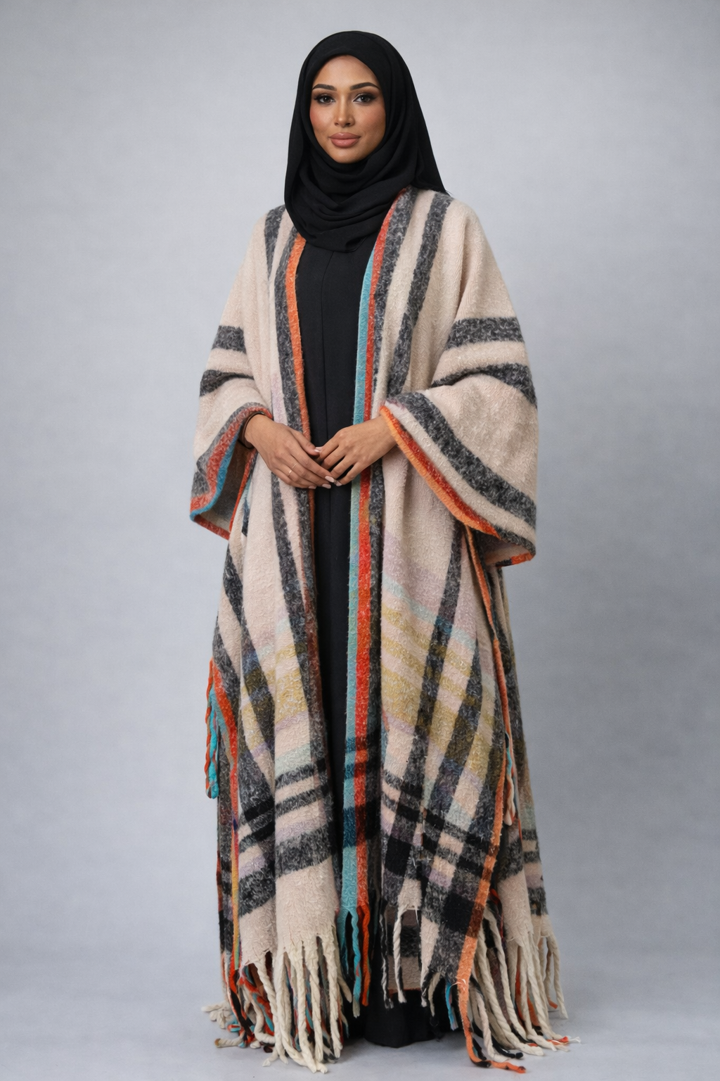 Brand B Curated Modest Fringe Cardigan | Luxury Modest Layering Abaya Cardigan