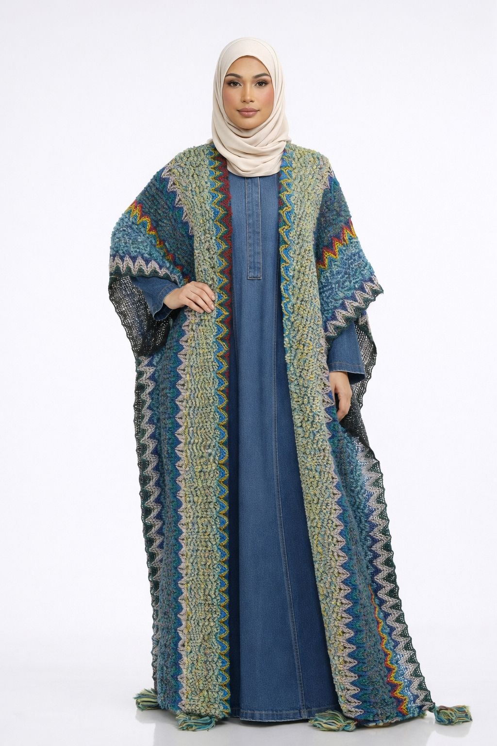 Ocean Mosaic Knit Cardigan | Modest Abaya Layer – Brand B Curated