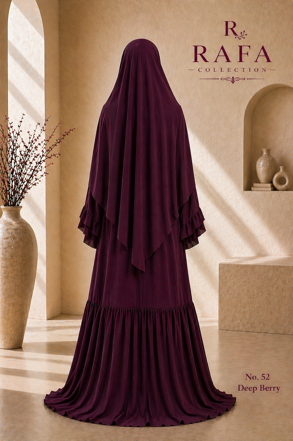 RAFA (Plum) Abaya Set – 3 Piece Modest Set with Khimar & Half Niqab (Copy)